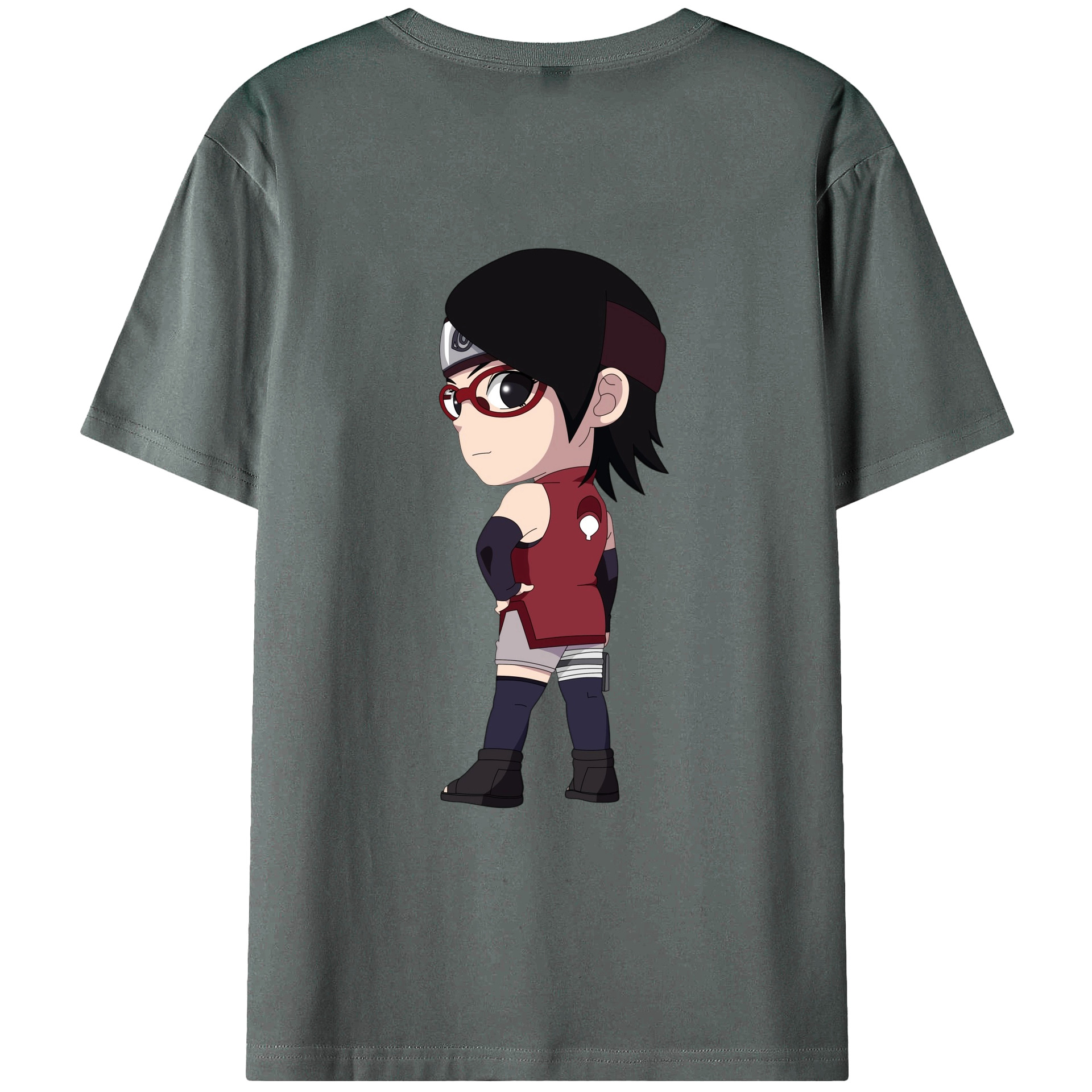 （画像用） NARUTO -ナルト- うちは サラダ Uchiha Sarada 綿100％ メンズ半袖Tシャツ（バックプリント） 通気性